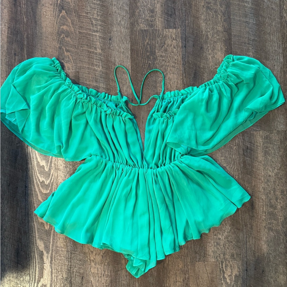 Revolve x Michael Costello Vibrant Green Romper